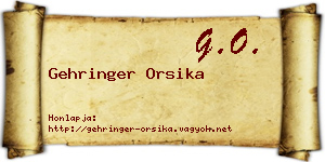 Gehringer Orsika névjegykártya